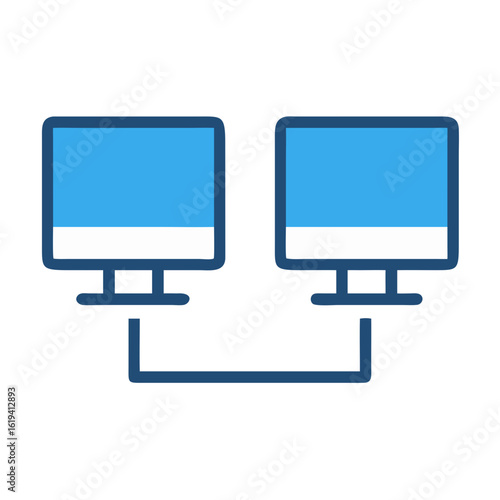 Connected Computer Screens Network Icon Isolated Against Black Background