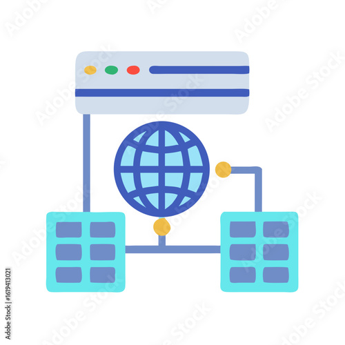 Global server network infrastructure digital connection technology concept art