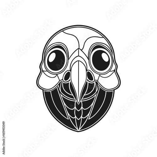 lovebird skeleton black head silhouette vector 