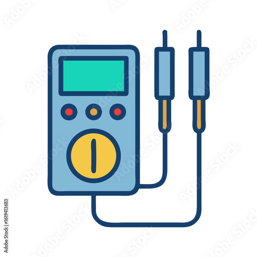Digital Multimeter Electrical Tester Symbol Icon Isolated on Black
