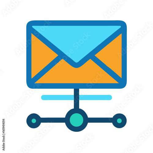Networked electronic mail service concept on black background icon