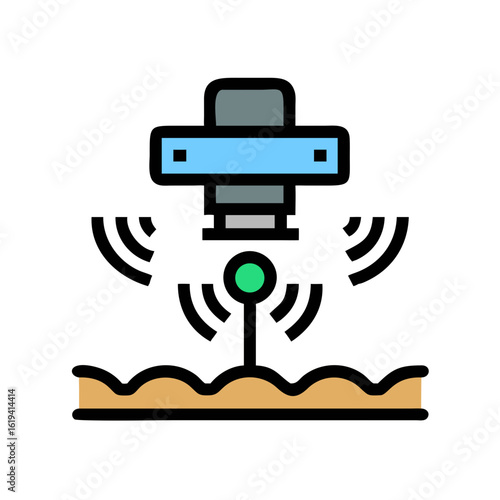 Soil sampling abstract illustration with probe, testing process depiction