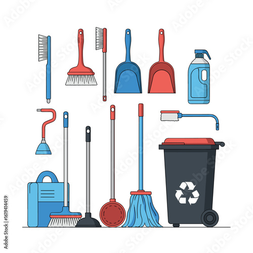 Essential cleaning tools for a spotless home and workplace hygiene kit collection