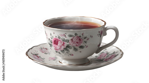 Delicate Bone China Teacup in Vintage Style – Isolated