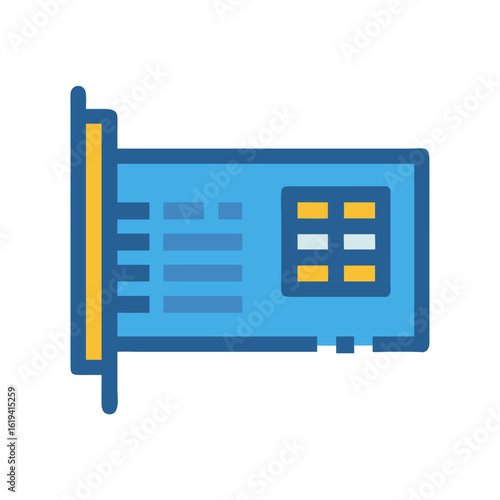 Blue and yellow computer card isolated on black backdrop