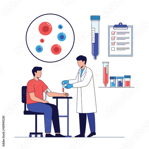 Doctor collecting blood sample from patient for medical testing and laboratory analysis