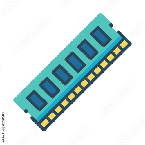 Flat icon of RAM memory module against black background