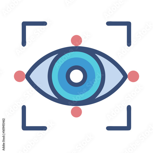 Eye icon scanning with biometric security system flat design