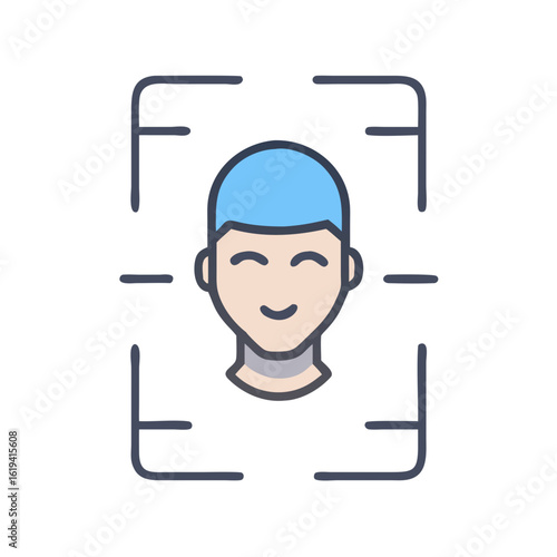 Person face recognition icon for security system or app