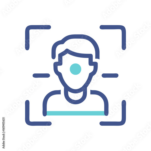 Digital face recognition icon with scan frame detection concept