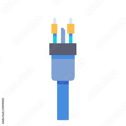 Illustration of blue euro plug on black background
