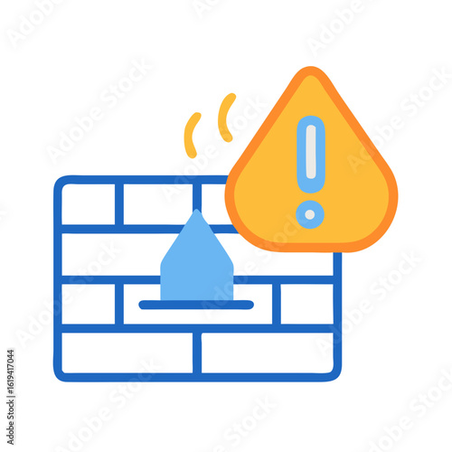 Firewall vulnerability with alert, data breach warning, and security