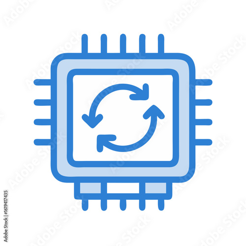 Blue chip with circular arrows illustrating data update process