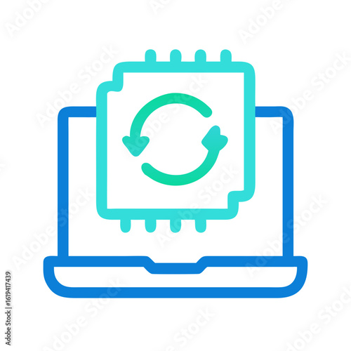 Laptop software update or synchronizing data graphic symbol