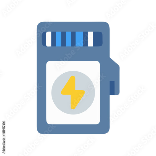 Blue memory card icon with yellow lightning symbol