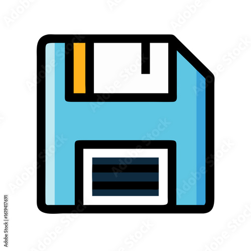 Retro floppy disk icon for data storage technology