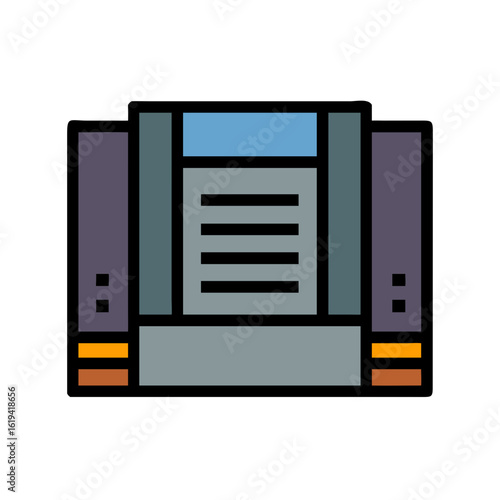 Abstract Flat Design Server Rack in Frontal View