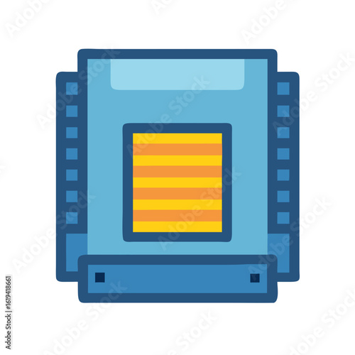 Retro gaming cartridge flat vector illustration isolated on black