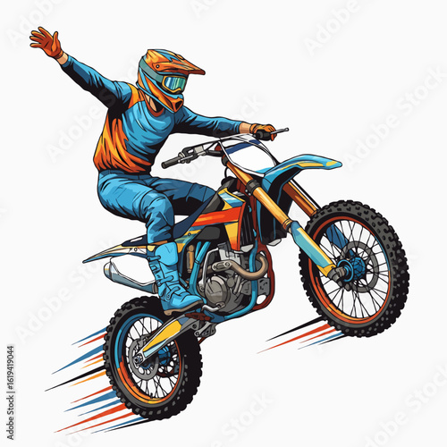 vector illustration. motocross rider jumping