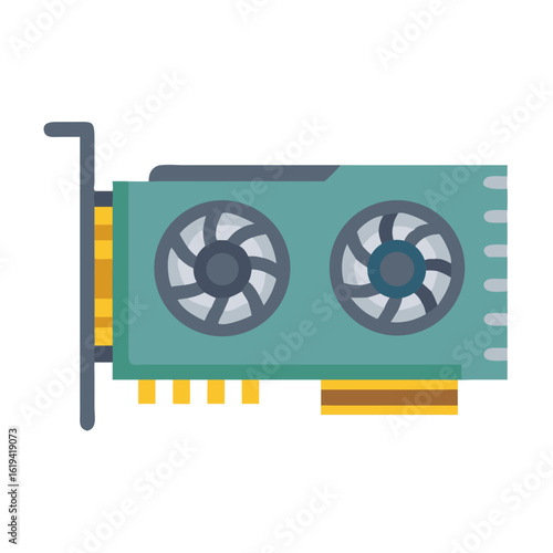 Illustration of a desktop computer graphics card on black