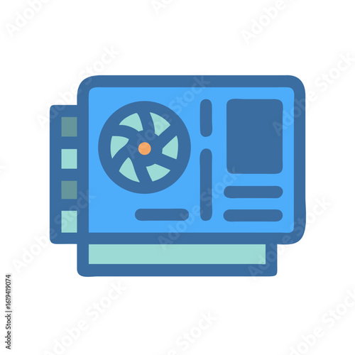 Stylized computer power supply unit illustration for design work