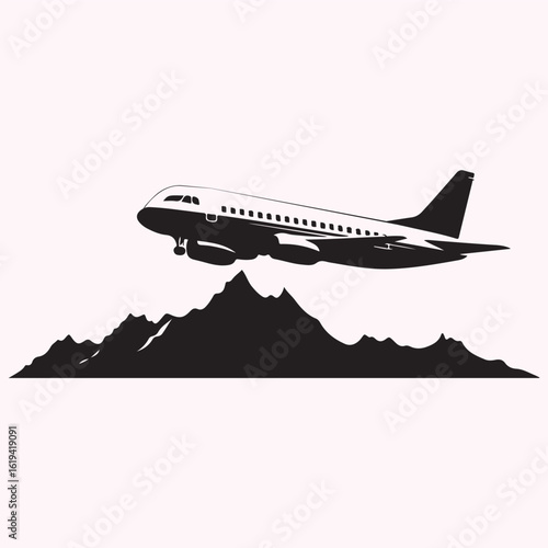 Airplane Silhouette Over Sky Icon