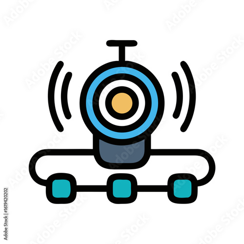 A simple webcam icon emitting wireless signal illustration