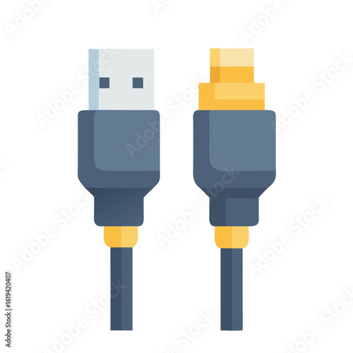 Flat design illustration of USB and optical audio connectors