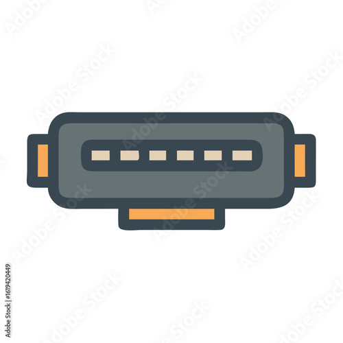Cartoon harmonica image isolated on black background illustration