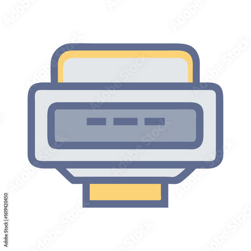 Abstract grey printer illustration with blue outlines on black