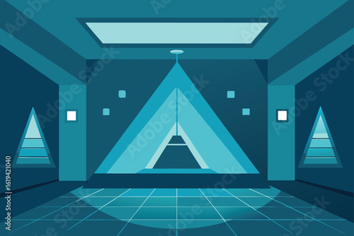 Triangle Portal Room Sci-Fi Vector Background
