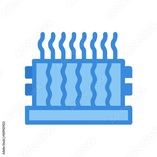 Radiator Icon With Steam Cartoon Style on Black Background
