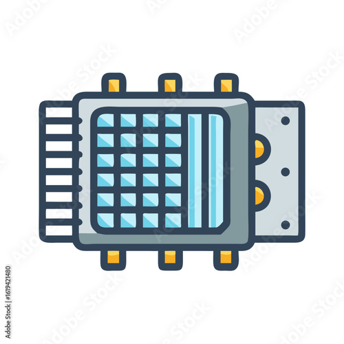Stylized server equipment icon for data and technology visuals