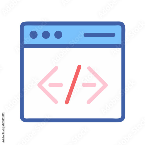 Website coding icon illustration, web development graphic