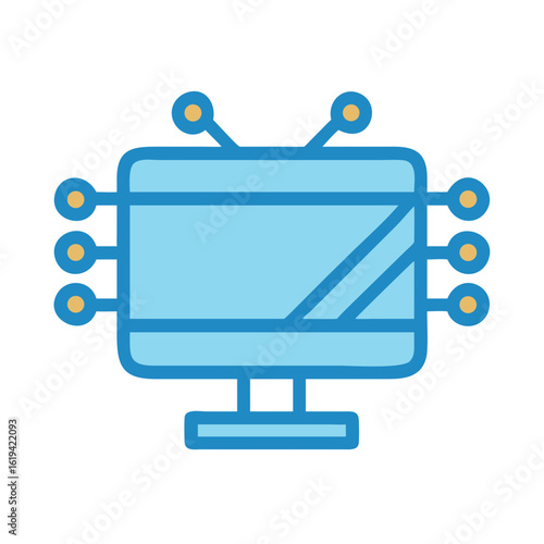 Connected Monitor Flat Icon Illustrating Network Communication Concept