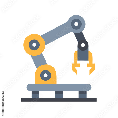 Simple flat illustration of an industrial robot arm
