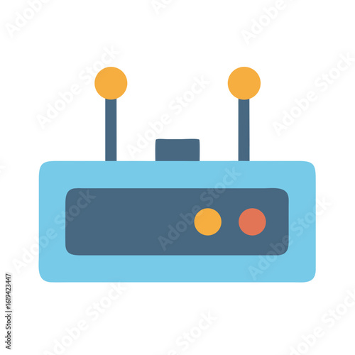 Retro technology flat design network router vector graphic