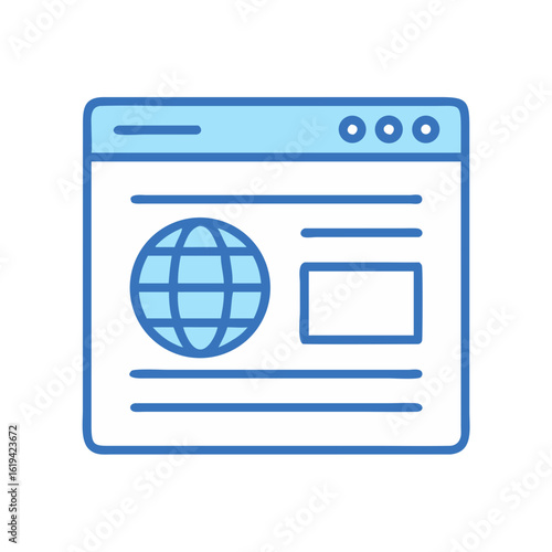 Web browser interface showing globe icon and webpage elements