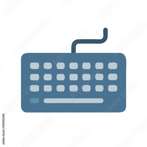 Flat vector illustration of a simple blue computer keyboard