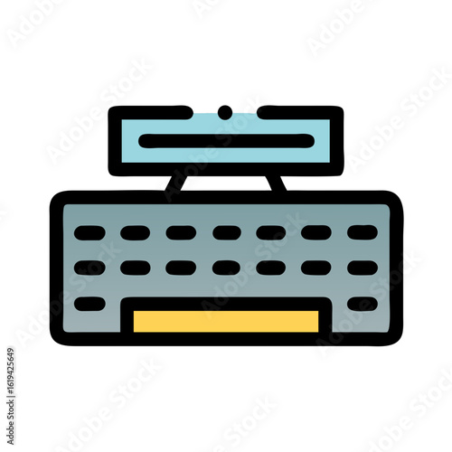 Modern keyboard vector illustration with abstract monitor design above