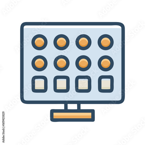 Computer screen with buttons and blank squares illustration design