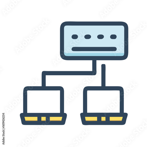 Network infrastructure illustration with two clients connected to server