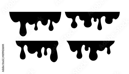 Vector simple liquid drip set. Melting drop illustration. Fluid milk silhouette