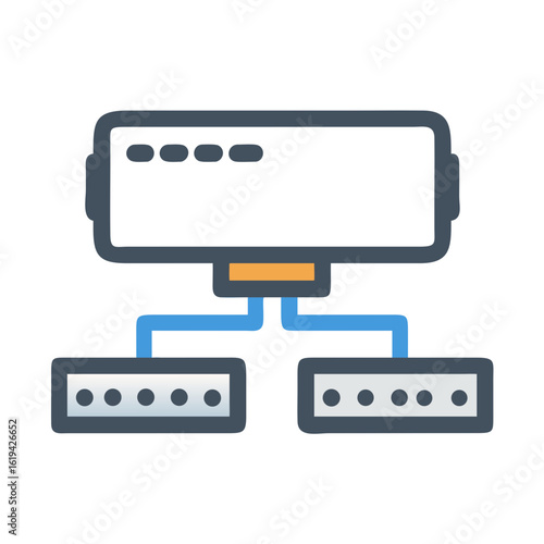 Server and connected databases network icon stock image