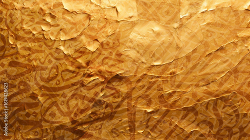 Arabic calligraphy wallpaper on a Gold wall with a black interlocking background subtitles 