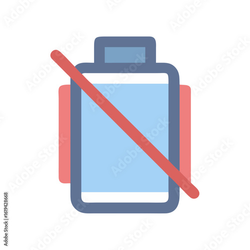 Flat design icon illustration of a depleted battery symbol