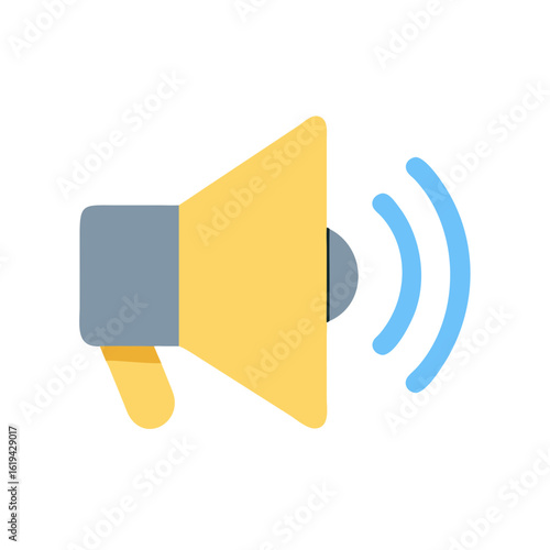 Flat Style Illustration of a Megaphone on Black Background