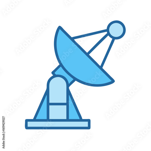 Blue satellite dish icon on black background vector image