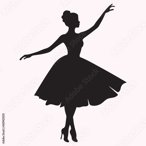 Ballet Dancer Spinning Silhouette Icon