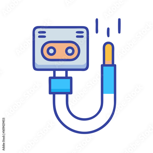 Electric Vehicle charging station icon with cable illustration